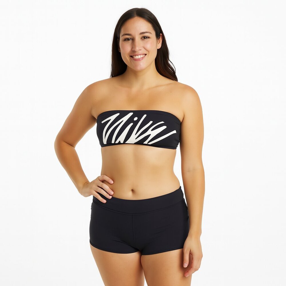 Nike Strapless Bikini Top Black Size Large Bandeau Swimwear Stretch Poolside